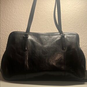 Vintage Y2K Monsac Original Black Leather Shoulder Bag